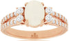1.55CT DIAMOND & AAA OPAL 14KT ROSE GOLD 3D CLASSIC OVAL & ROUND ENGAGEMENT RING