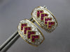 LARGE 1.66CT DIAMOND & AAA RUBY 14KT 2 TONE GOLD CLIP ON HANGING EARRINGS #28040