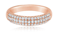 WIDE .50CT DIAMOND 14K ROSE GOLD 3D 3 ROW SEMI ETERNITY WEDDING ANNIVERSARY RING