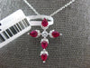 1CT DIAMOND & AAA RUBY 18KT WHITE GOLD ROUND & PEAR SHAPE CROSS FLOATING PENDANT