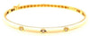.08CT DIAMOND & WHITE ENAMEL 18KT YELLOW GOLD 3D 3 STONE CUFF BANGLE BRACELET