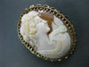 ANTIQUE LARGE 14KT YELLOW HAND CARVED LADY SHELL CAMEO PENDANT & BROOCH #22104