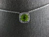 1.04CT DIAMOND & AAA PERIDOT 14K WHITE GOLD CUSHION & ROUND SQUARE HALO NECKLACE