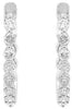 .26CT DIAMOND 18KT WHITE GOLD 3D ROUND SHARED PRONG HUGGIE HOOP HANGING EARRINGS