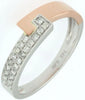 ESTATE .17CT DIAMOND 14KT WHITE & ROSE GOLD 3D ROUND CRISS CROSS LOVE RING