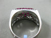 ESTATE LARGE 5.42CT DIAMOND & RUBY 18KT WHITE GOLD 3D FLEUR DE LIS FILIGREE RING
