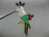 ANTIQUE LARGE 2.75CT MULTI GEM 18KT TWO TONE GOLD 3D HAPPY PARROT BROOCH PIN