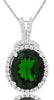 LARGE 4.62CT DIAMOND & AAA RUSSALITE 14KT WHITE GOLD OVAL HALO FLOATING PENDANT