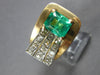 ANTIQUE LARGE 1.61CT DIAMOND & AAA COLOMBIAN EMERALD 14K 2 TONE GOLD RING #27823