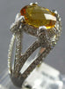 LARGE 2.52CT DIAMOND & AAA CITRINE 14KT WHITE GOLD OVAL & ROUND ENGAGEMENT RING