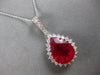 LARGE 12.63CT DIAMOND & AAA RUBY 14K WHITE GOLD PEAR SHAPE & ROUND PENDANT 28019
