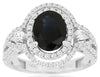 LARGE 2.82CT DIAMOND & AAA SAPPHIRE 14KT WHITE GOLD DOUBLE HALO ENGAGEMENT RING