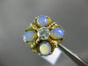 ESTATE WIDE .14CT DIAMOND & AAA OPAL 14K YELLOW GOLD 3D MATTE SHINY 5 STONE RING