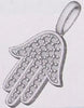 ESTATE .25CT DIAMOND 14K WHITE GOLD 3D HAMSA CHAMSA LUCKY PAVE FLOATING PENDANT
