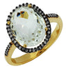 6.45CT DIAMOND & AAA WHITE TOPAZ 14KT YELLOW & BLACK GOLD OVAL & ROUND FUN RING