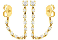 ESTATE .74CT DIAMOND 14KT YELLOW GOLD 3D ROUND BY THE YARD FUN HANGING EARRINGS