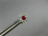 ESTATE .63CT DIAMOND & AAA RUBY 18KT WHITE GOLD 3D FLOWER CLUSTER STUD EARRINGS