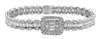 LARGE 7.41CT DIAMOND 18K WHITE GOLD ROUND & BAGUETTE DOUBLE HALO TENNIS BRACELET