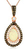 .68CT WHITE & MOCHA DIAMOND & AAA OPAL 14KT ROSE GOLD PEAR SHAPE & ROUND PENDANT