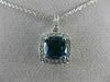 ESTATE 2.27CT AAA LONDON BLUE TOPAZ & WHITE SAPPHIRE 14K WHITE GOLD HALO PENDANT