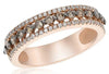 .66CT WHITE & MOCHA DIAMOND 14KT ROSE GOLD 3D THREE ROW CLASSIC ANNIVERSARY RING