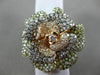 ESTATE EXTRA LARGE 1.62CT MULTI COLOR DIAMOND 18KT ROSE GOLD 3D FLOWER LOVE RING