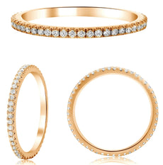 .38CT DIAMOND 14KT ROSE GOLD 3D ROUND 4 PRONG ETERNITY WEDDING ANNIVERSARY RING