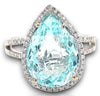 LARGE 7.08CT DIAMOND & AAA PARAIBA TOURMALINE 18KT WHITE GOLD 3D ENGAGEMENT RING