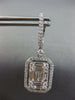 LARGE 3.17CT DIAMOND 18KT WHITE GOLD ROUND & BAGUETTE INVISIBLE HANGING EARRINGS