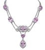 EXTRA LARGE 146.04CT DIAMOND & AAA KUNZITE 18KT WHITE GOLD 3D FILIGREE NECKLACE