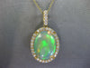 LARGE 4CT DIAMOND & AAA OPAL 14KT YELLOW GOLD OVAL & ROUND HALO FILIGREE PENDANT