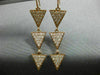 WIDE .98CT DIAMOND 14K ROSE GOLD TRIANGULAR PAST PRESENT FUTURE HANGING EARRINGS
