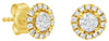 ESTATE .52CT DIAMOND 18K YELLOW GOLD CLASSIC SOLITAIRE HALO FLOWER STUD EARRINGS
