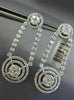 ESTATE LARGE 3.20CT DIAMOND 14K WHITE GOLD CIRCULAR DOUBLE HALO HANGING EARRINGS