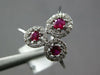 ESTATE 1.57CT DIAMOND & AAA RUBY 14KT WHITE GOLD 3D ROUND HALO FLOWER FUN RING
