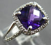 2.23CT DIAMOND & AAA AMETHYST 14K WHITE GOLD 3D CUSHION & ROUND SQUARE HALO RING