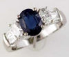 2.15CT DIAMOND & AAA SAPPHIRE 14KT WHITE GOLD 3D OVAL & BAGUETTE ENGAGEMENT RING