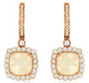 3.48CT DIAMOND & AAA OPAL 14KT ROSE GOLD CUSHION & ROUND HALO HANGING EARRINGS