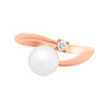 0.06CT DIAMOND & AAA SOUTH SEA PEARL 18KT ROSE GOLD CLASSIC CRISS CROSS LOVE RING
