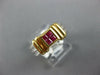 ESTATE .45CT AAA RUBY 18KT TWO TONE GOLD 3D PRINCESS INVISIBLE SQUARE ROPE RING