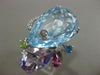 ESTATE LARGE 19.46CT DIAMOND & AAA MULTI COLOR GEM 18KT WHITE GOLD 3D FUN RING
