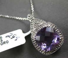 3.88CT DIAMOND & AAA AMETHYST 14KT WHITE GOLD 3D CUSHION HALO FILIGREE PENDANT