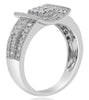 ESTATE .41CT DIAMOND 14KT WHITE GOLD 3D ROUND PAVE SQUARE FILIGREE FUN RING