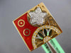 LARGE .45CT DIAMOND & ENAMEL 18K 2 TONE GOLD 3D STAR & MOON SQUARE FILIGREE RING