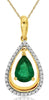 .78CT DIAMOND & AAA EMERALD 14K 2 TONE GOLD PEAR SHAPE & ROUND TEAR DROP PENDANT
