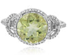 LARGE 3.84CT DIAMOND & AAA LEMON QUARTZ 14KT WHITE GOLD HALO LOVE KNOT FUN RING