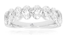 LARGE 2.85CT DIAMOND 14K WHITE GOLD OVAL SHARED PRONG SEMI ETERNITY WEDDING RING