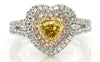 WIDE 1.24CT WHITE PINK & FANCY YELLOW DIAMOND 18K TRI COLOR GOLD ENGAGEMENT RING