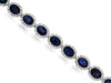 8.4CT DIAMOND & AAA SAPPHIRE 14K WHITE GOLD 3D OVAL & ROUND HALO TENNIS BRACELET