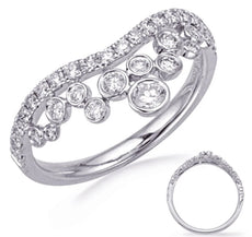 .58CT DIAMOND 14K WHITE GOLD 3D ROUND & MARQUISE SHAPE DESIGN DOUBLE V LOVE RING
